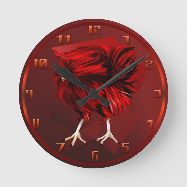 Relógio Redondo Wallclock do Hot Red Rooster (Frente)