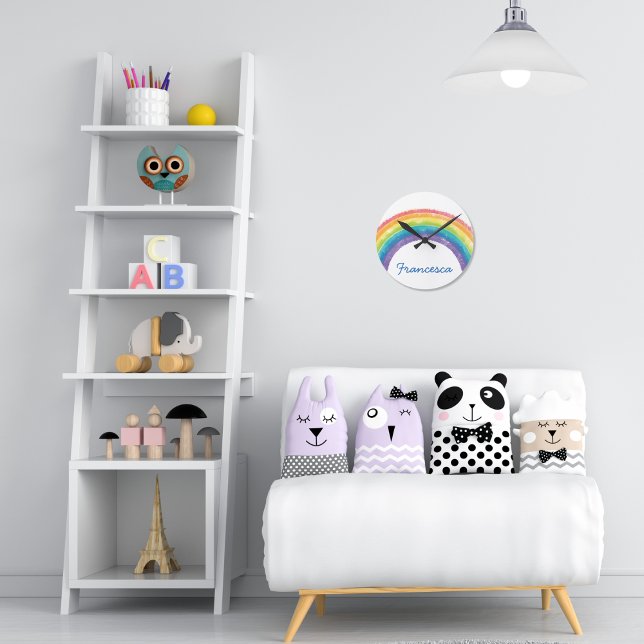 Relógio Redondo Watercolor Rainbow Clock (Criador carregado)