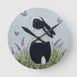 Relógio Redondo Watercolour Dutch Bunny Rabbit