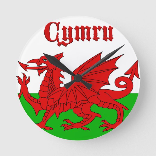 Relógio Redondo Welsh Flag Cymru (Frente)