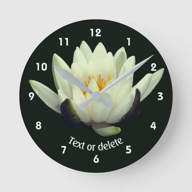 Relógio Redondo White Lotus Lily Flower Personalized (Frente)