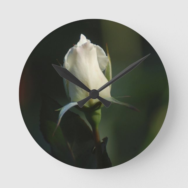 Relógio Redondo White Rosebud (Frente)