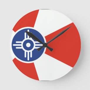 Relógio Redondo Wichita Kansas ICT Flag