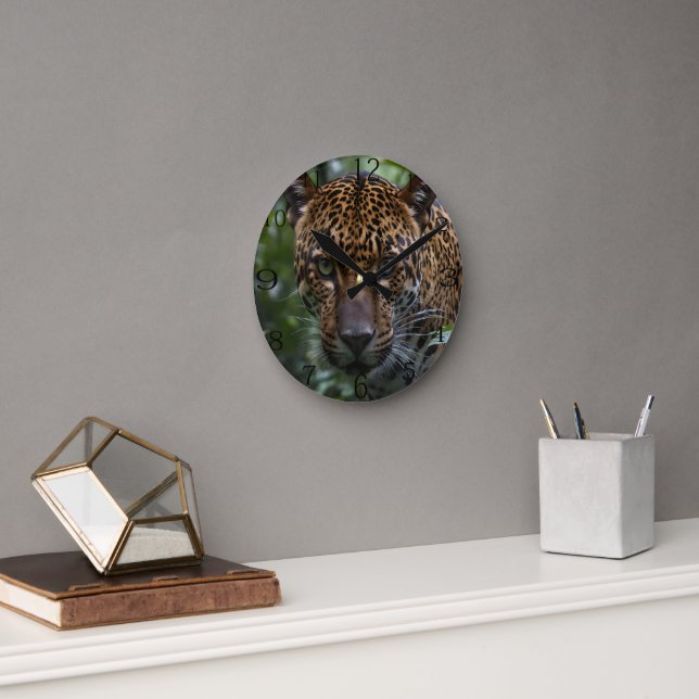 Relógio Redondo Wild Jaguar Na Floresta, (Escritório)