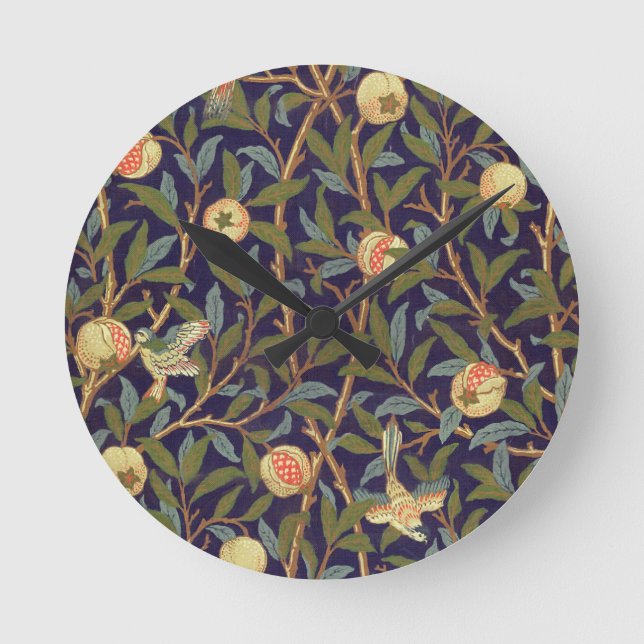 Relógio Redondo William Morris Bird E Pomegranato (Frente)