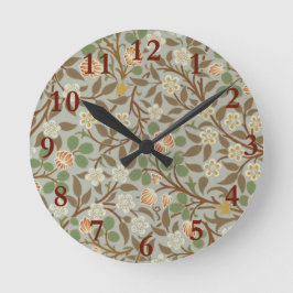 Relógio Redondo William Morris Clover Flower Art Pattern
