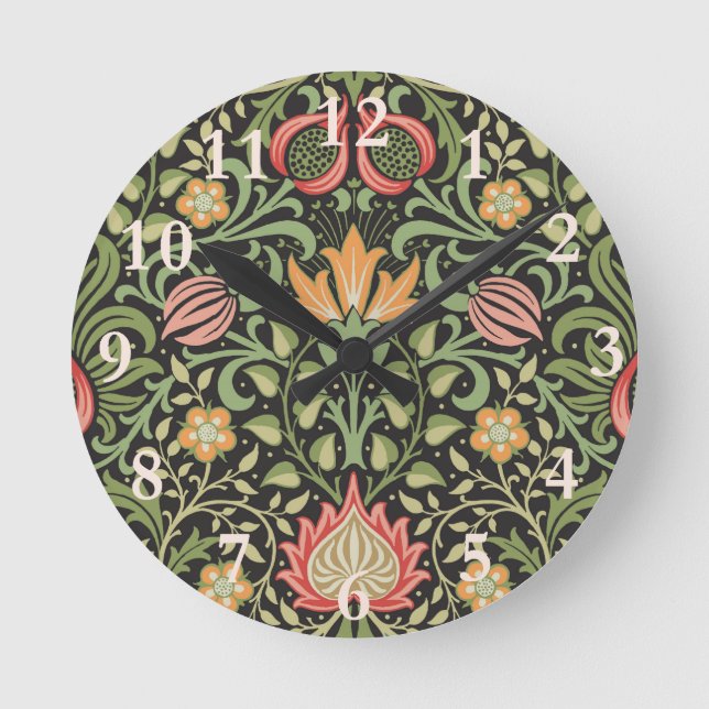 Relógio Redondo William Morris Persian Floral Antique (Frente)