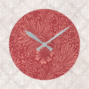 Relógio Redondo William Morris Red Marigold Pattern