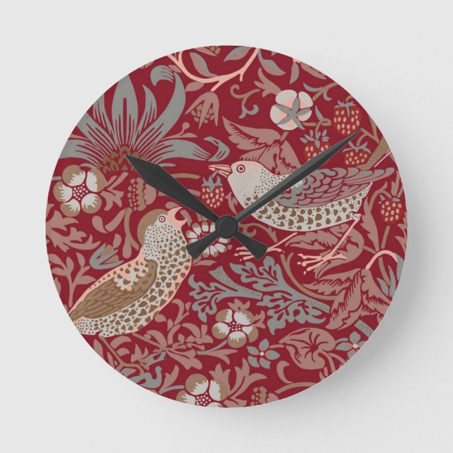 Relógio Redondo William Morris Strawberry Thef Round Clock (Frente)