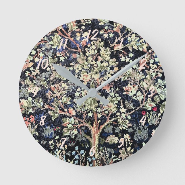 Relógio Redondo William Morris Tree of Life Acrylic Wall Clock (Frente)