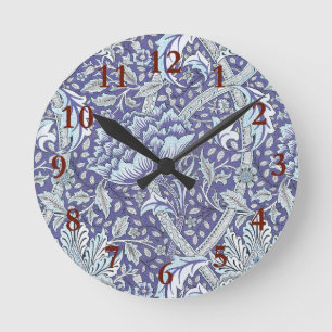 Relógio Redondo William Morris Windrush Padrão Floral Azul