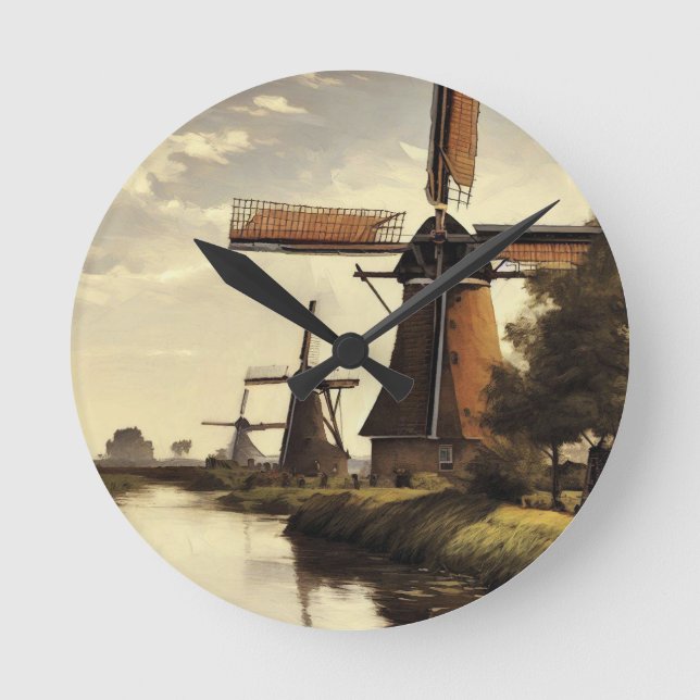 Relógio Redondo Windmills Wall Clock (Frente)