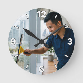 Relógio Redondo Window Cleaner Office Decor