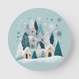 Relógio Redondo Winter Snowy Village
