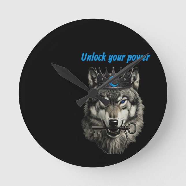 Relógio Redondo wolf king unlock your power (Frente)