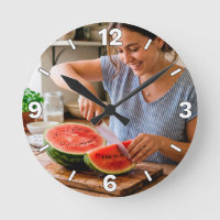 Woman Slicing Fresh Watermelon Kitchen Decor