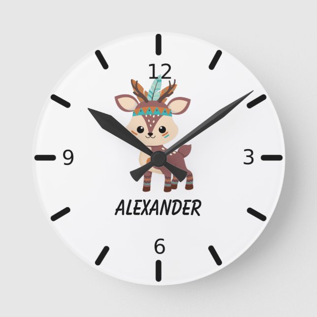 Relógio Redondo Woodland Deer Acrywall Clock (Frente)