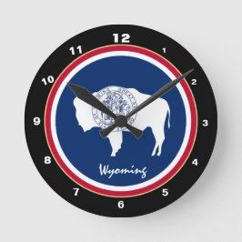 Relógio Redondo Wyoming Flag & Wyoming fashion /design USA clock