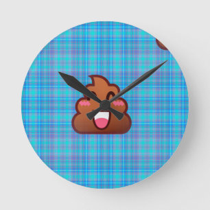 Relógio Redondo xadrez poop emoji