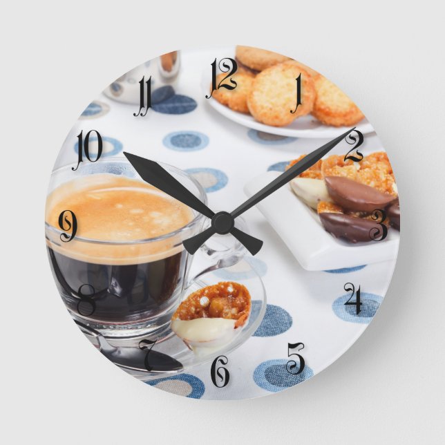 Relógio Redondo Xícara de café e biscoito (Frente)