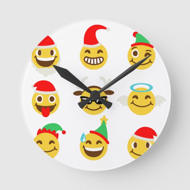 Relógio Redondo xmas emoji faces felizes (Frente)