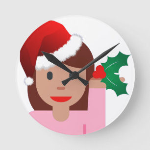 Relógio Redondo xmas information girl emoji