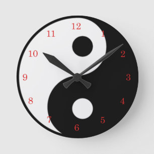Relógio Redondo Yin Yang Black and White Symbol Clock