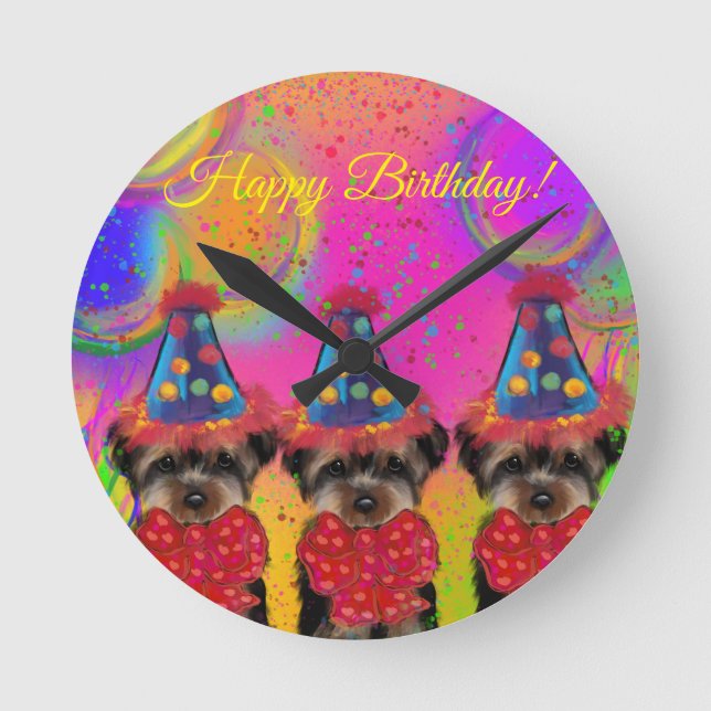Relógio Redondo Yorkie Poo (Frente)