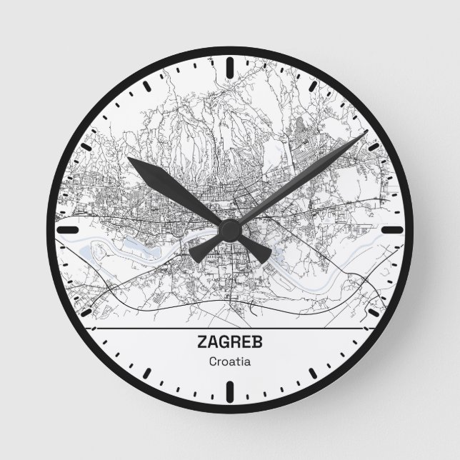 Relógio Redondo Zagreb Clock City Line Art (Frente)