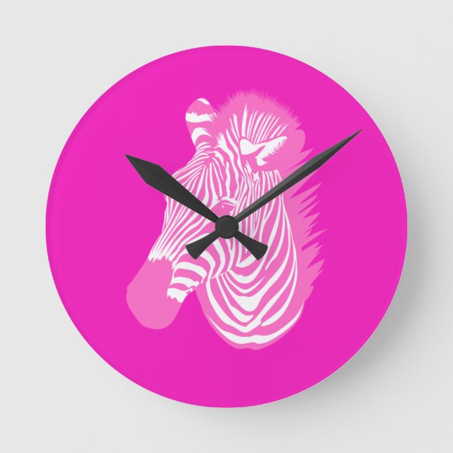 Relógio Redondo Zebra Rosa (Frente)
