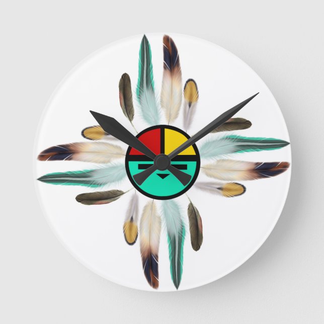 Relógio Redondo Zia Sun Deus com Penas (Frente)