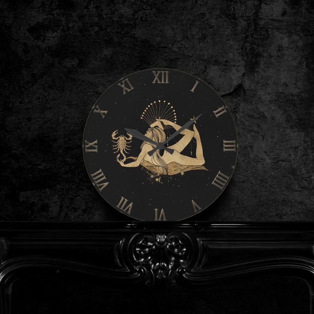 Relógio Redondo Zodiac Goddese | Astrologia de Escorpião Cósmico D (Criador carregado)