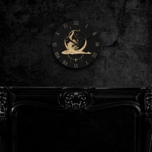 Relógio Redondo Zodiac Sagittarius Astrologia Preta Dourada Cósm