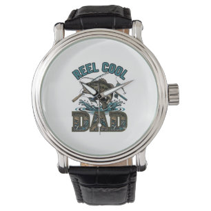 Relógio Reel Cool Dad Pesca de Robalo Design Vetorial Vint