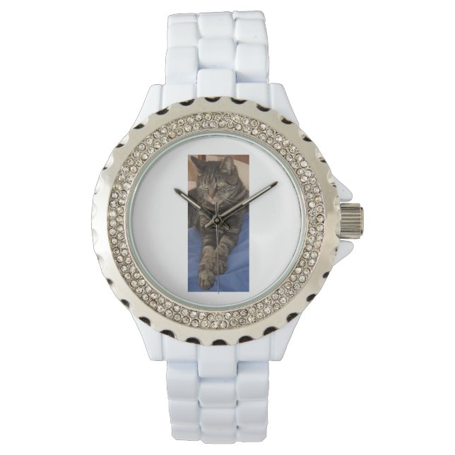 Relógio Regal Dave Women's Rhinestone White Enamel Watch (Frente)