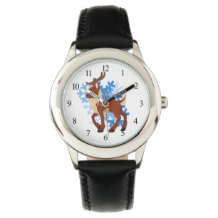 Relógio Reindeer e Snowflakes