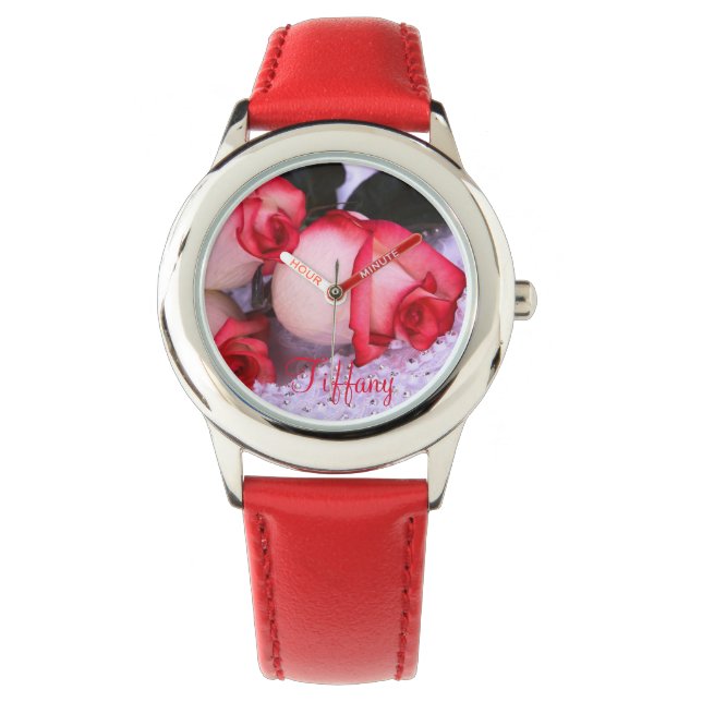 Relógio Relógio/Rosa de aço inoxidável com bezel infantil (Frente)