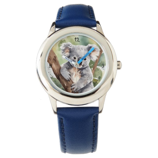 Relógio Reloj Adorable con Koala Bebé en Estilo Acuarela (Frente)