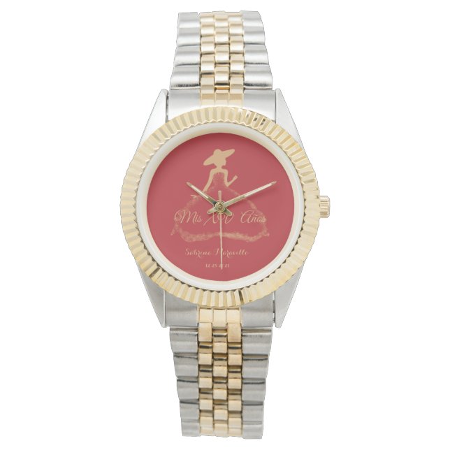 Relógio Reloj charra quinceanera, jogador vermelho (Frente)