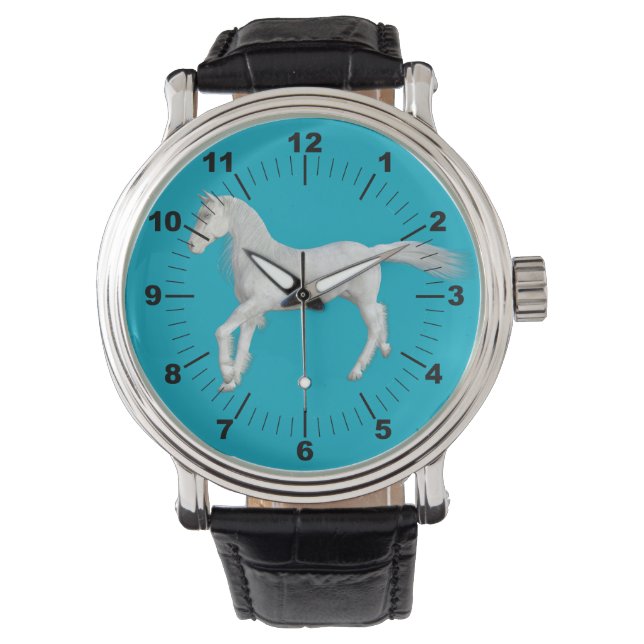 Relógio Reloj De Pulsera Enérgico Caballo Blanco (Frente)