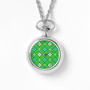 Relógio Remessa com Motif Flor, Sombras do Jade Green Wat