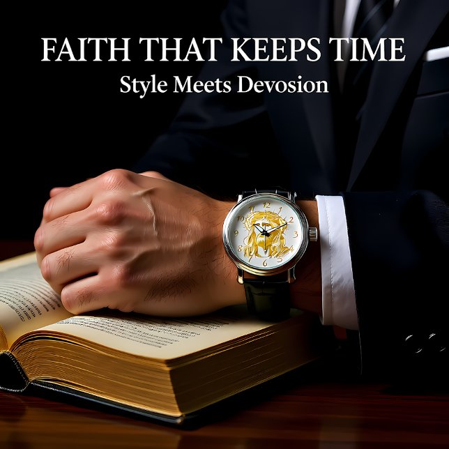 Relógio Representação ouro de Jesus Cristo com Coroa (Criador carregado)