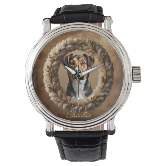 Relógio Retrato de Animal de Estimação Personalizado – Bas (Frente)
