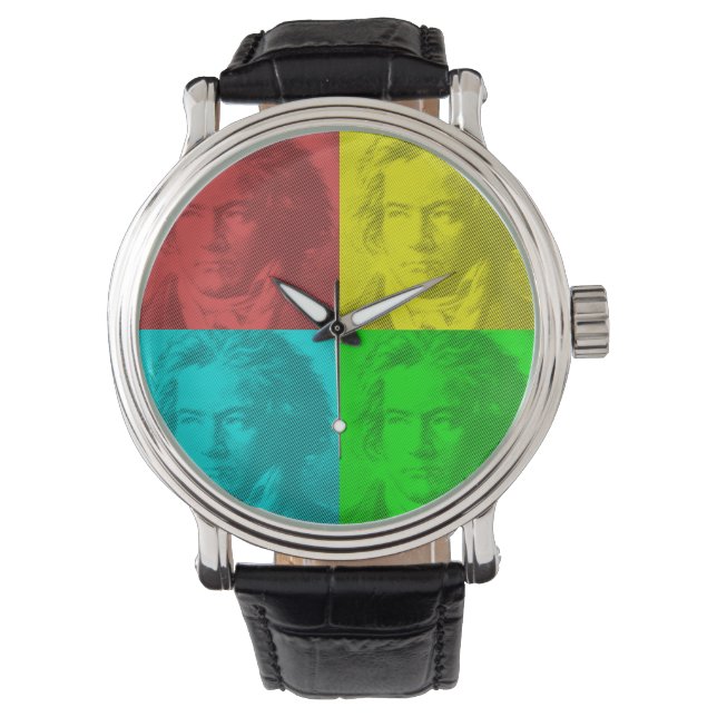 Relógio Retrato De Beethoven Em Quadrados (Frente)