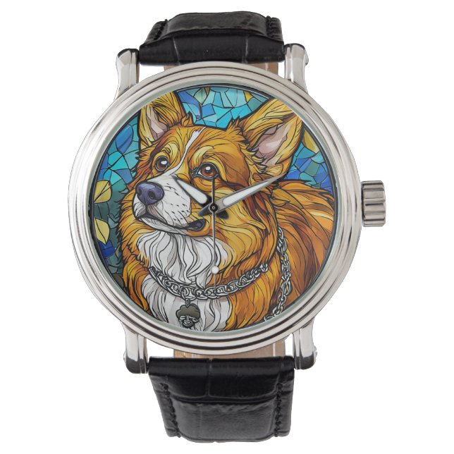 Relógio Retrato de Cão Corgi (Frente)