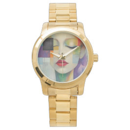 Relógio Retrato no Surrealismo do Bloco de Cor