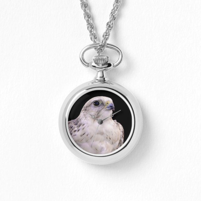 Relógio Retrato Vignetado de Falcão de Saker Inquisitivo (Frente)