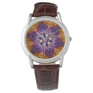 Relógio Retro Boho Bohemian Hippie Trippy Rosette Mandala