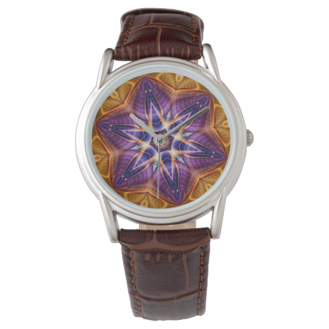Relógio Retro Boho Bohemian Hippie Trippy Rosette Mandala (Frente)