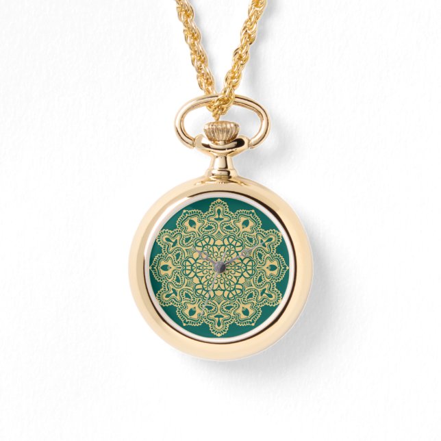 Relógio Retro Boho Chic Bohemian Hippie Rosette Mandala (Frente)